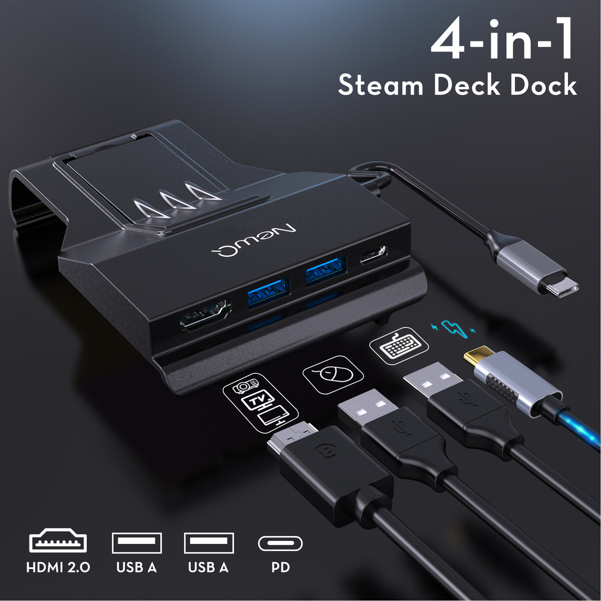 NewQ Steam Deck Dock,Ultra-Slim 4-in-1 Portable Steam Deck Docking