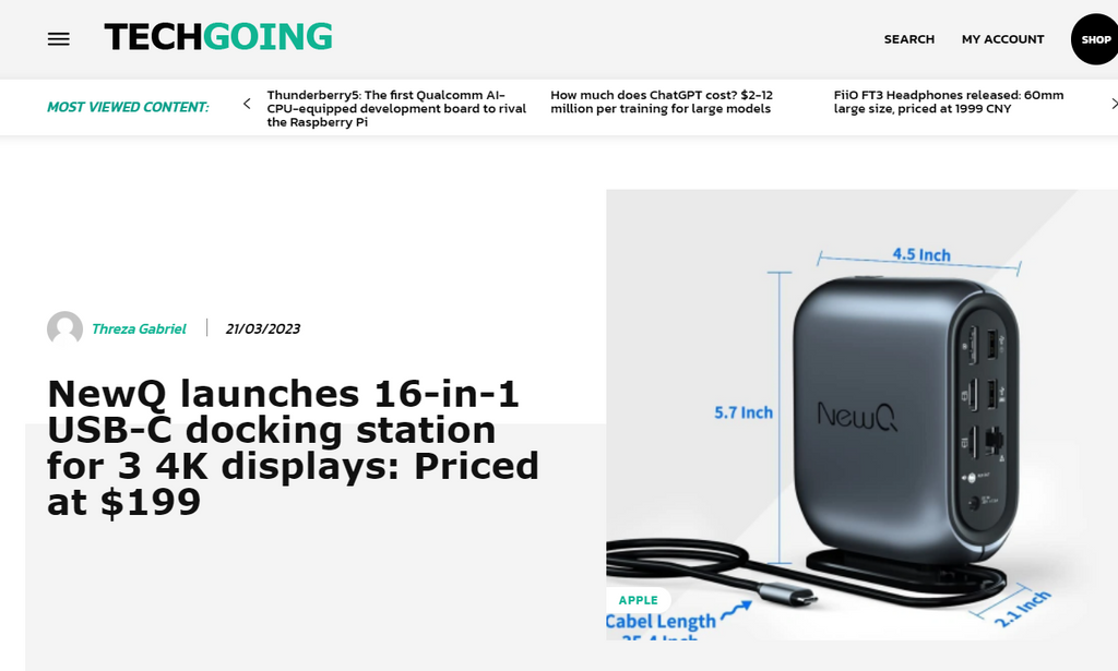 NewQ launches 16-in-1 USB-C docking station for 3 4K displays: Priced at $199