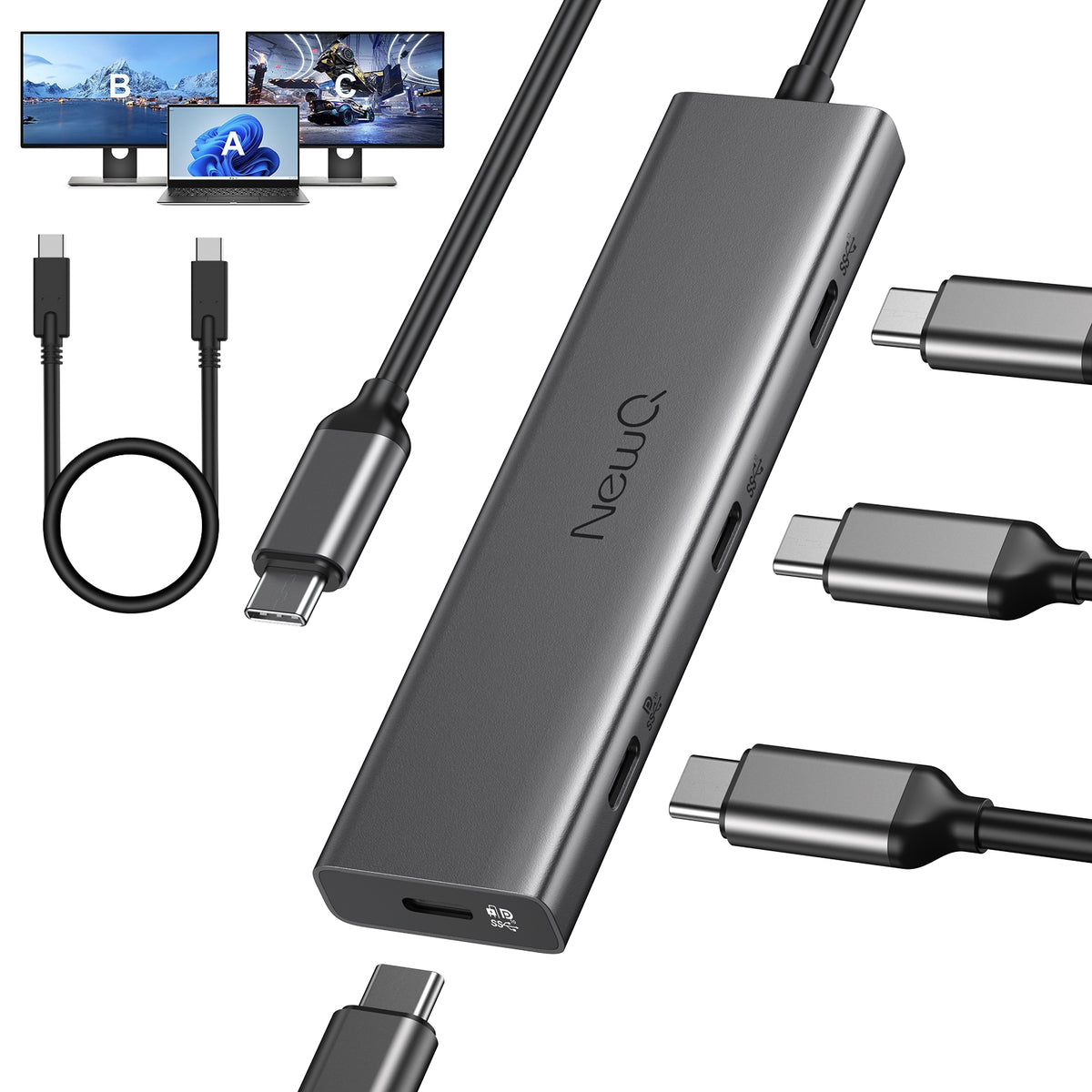 USB C Hub Support Dual 4K Type-C Monitors – NewQ Official