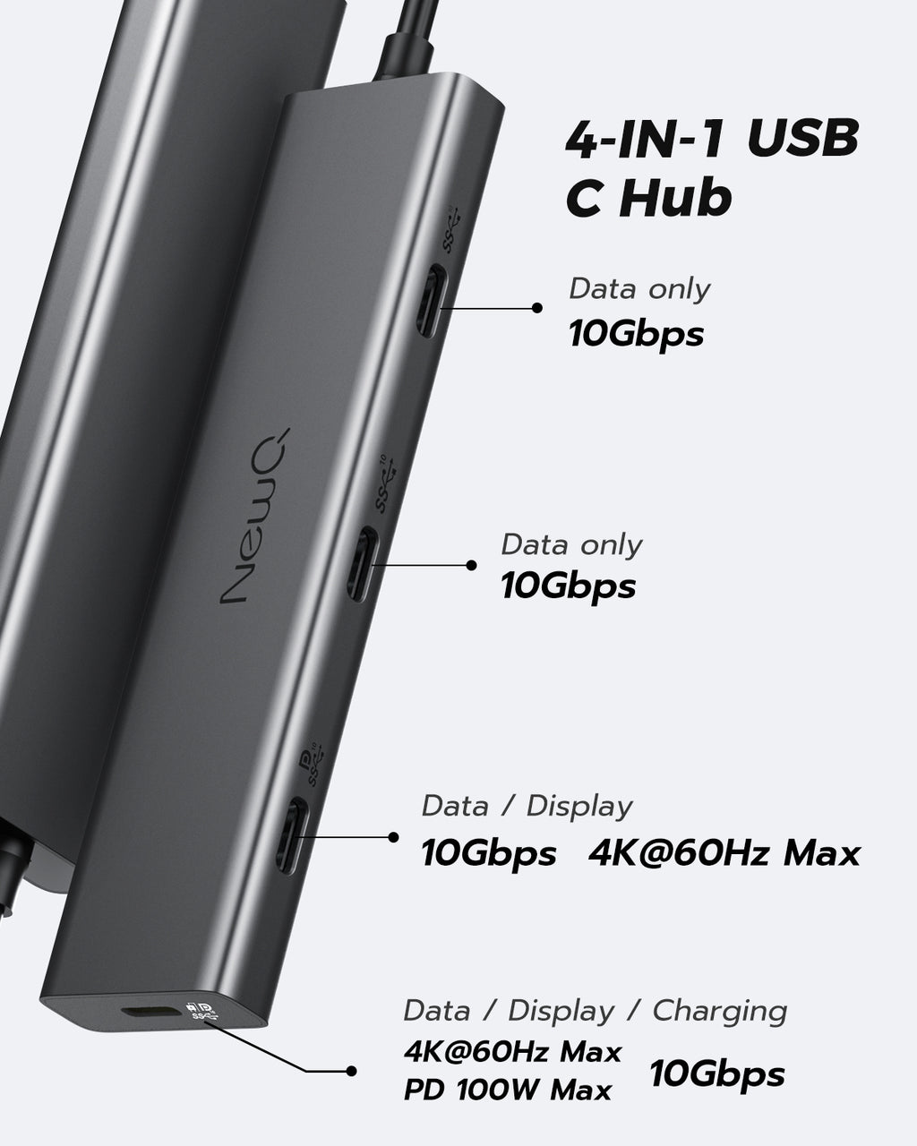 USB C Hub Support Dual 4K Type-C Monitors