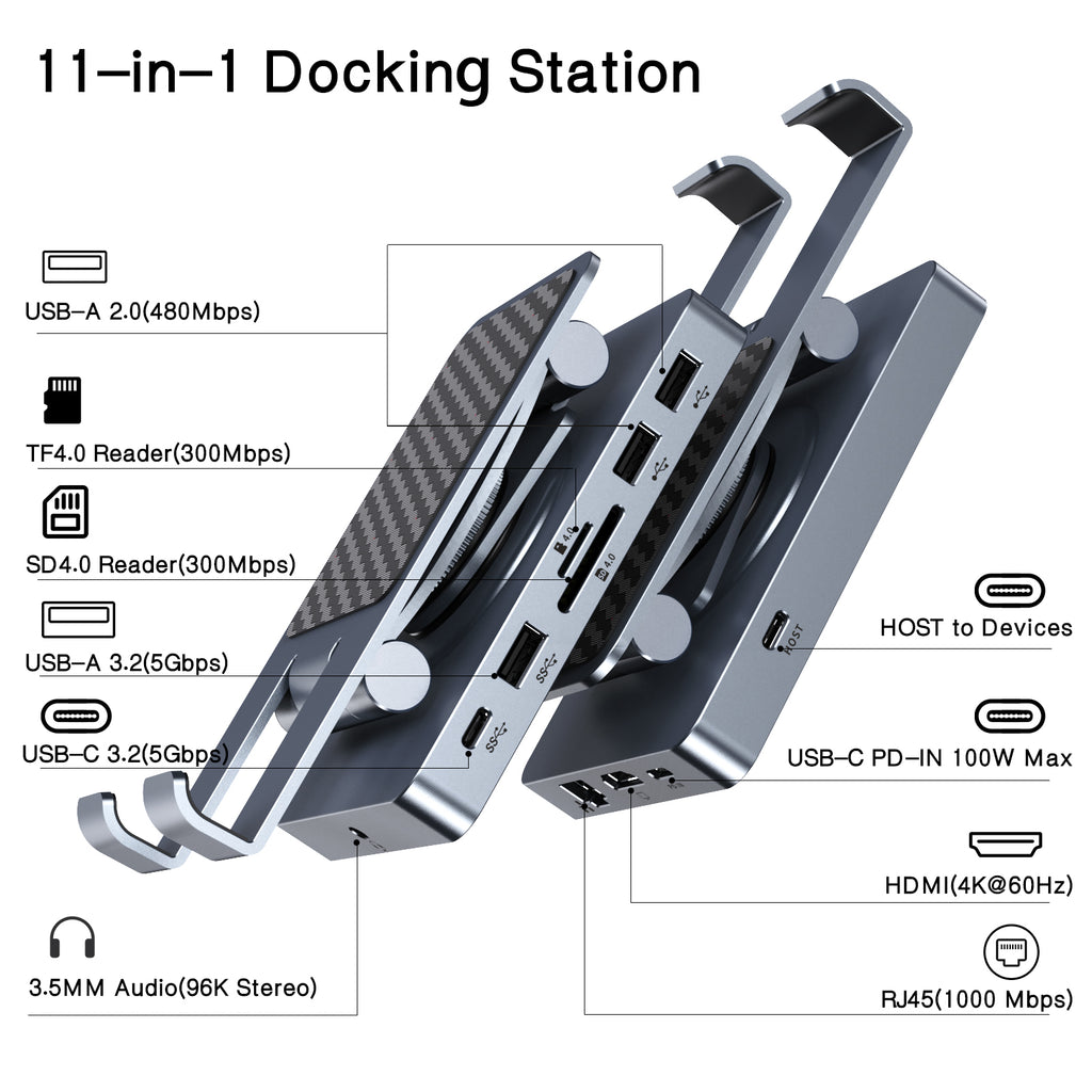 Versatile USB C Hub 11-in-1