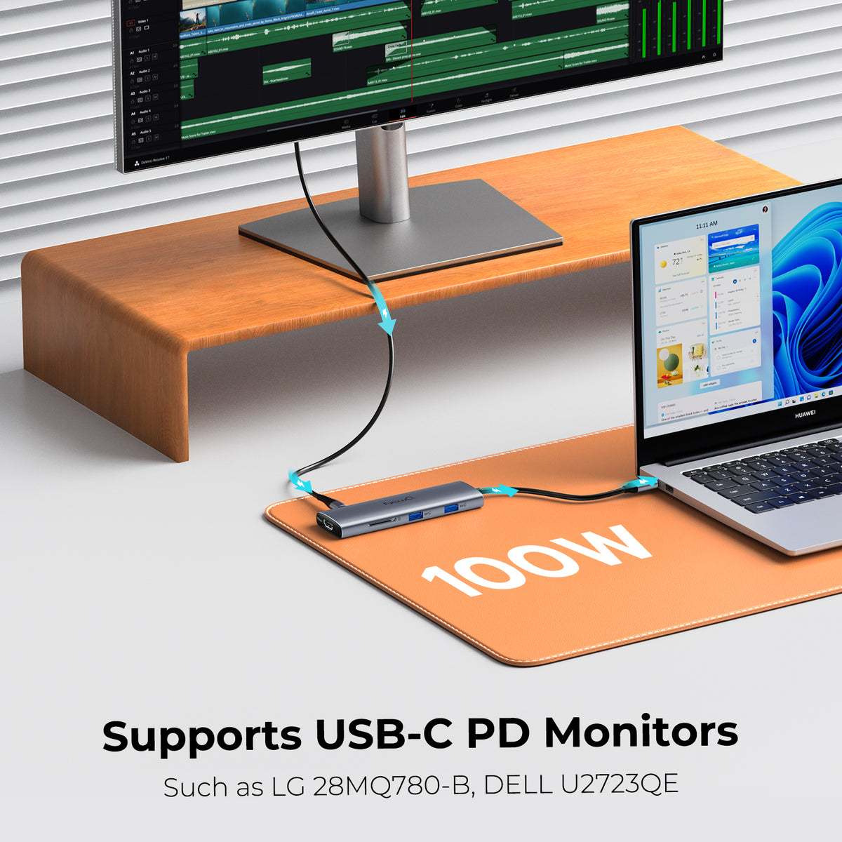 USB C Video Hub 8-in-1 Triple Monitor for USB-C PD Monitor & Portable ...