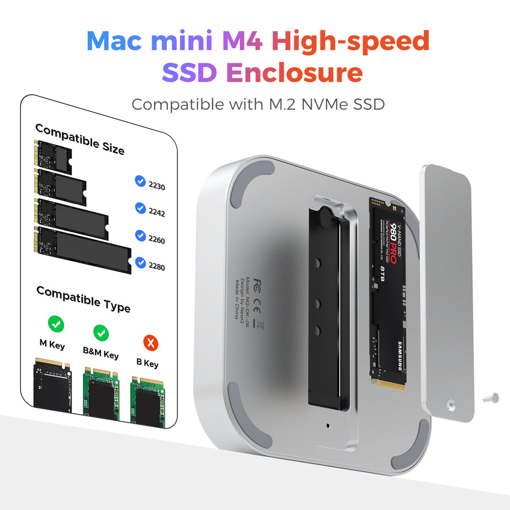 Mac Mini M4 Dock with 40Gbps NVMe SSD Enclosure, Tool-Free