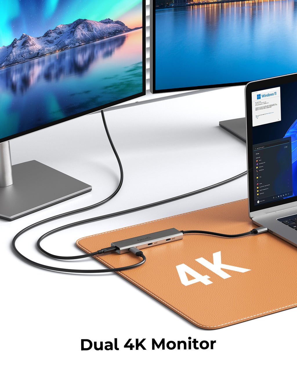 USB C Hub Support Dual 4K Type-C Monitors