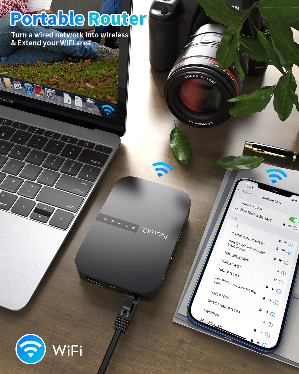 Filehub & Portable Router for Traveling & SD Card Backup & File Sharin ...