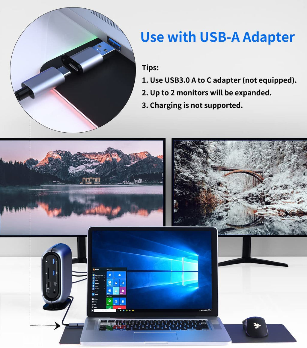 NewQ DisplayLink 16-in-1 USB C Docking Station Triple Display for MacBook
